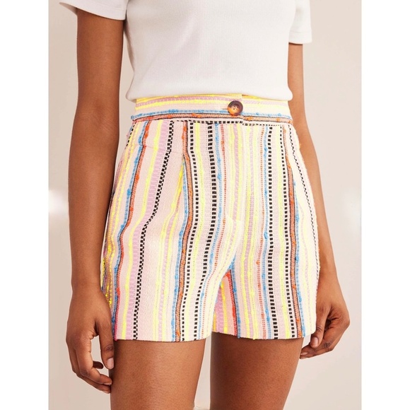 NWT!! BODEN Textured Stripe Shorts Neon Colorful Pockets Linen Pockets Size 8 - Picture 6 of 16